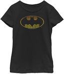 Warner Bros. Girls Batman Color Bat Chest Girls Short Sleeve Tee Shirt, Black, X-Small