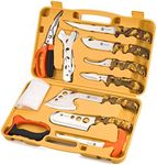 KNINE OUTDOORS Hunting Deer Knife Set Yellow Handle Field Dressing Kit Portable Butcher Game Processor Set, 12 Pieces