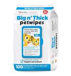 Petkin Big n' Thick Petwipes for Dogs and Cats, Wipes Away Daily Dirt and Odor, Cleans Face, Ears, Body and Eye Area, Super Convenient, Ideal for Home or Travel 100 Wipes