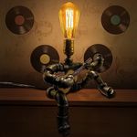 VIMAGE-SHURA Music Guitar Table Lamp Art Decor, Music Gifts for Men Guitar Players Music Lovers, Cool Guitar Stuff Accessories Birthday Gifts, Metal Pipe Robot Light, Retro Steampunk Edison Lamp