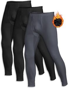 ZUTY 3 Pack Long Johns for Men Thermal Underwear Bottom Fleece Lined Pant Men's Leggings Base Layer for Cold Weather Black-Black-Grey M