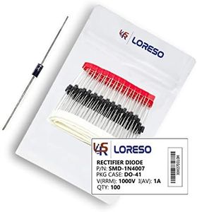 LORESO 1N4007 Diode Pack of 100, General Purpose Silicon Rectifier Diode Axial 4007 1N4007 1000V 1A DO-41