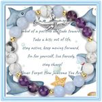 PARTNER Cute Shark Inspirational Birthday Gifts for Women Best Friends Unique Gifts Natural Stone Beaded Bracelets for Women Teen Girls Agate Beaded Jewelry with Meaningful Message Card For Shark Lover,Comes Packaged (A67)