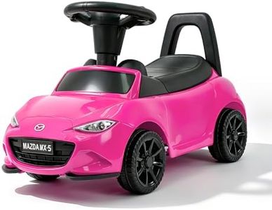 HEIMILI Mazda Licensed Kids Push Car, Toddler Ride On Toy with Anti-Slip Wheels & Safety Bumper Guards, Foot to Floor Toy for Indoor & Outdoor (Pink)