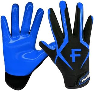 FINGER TEN Football Receiver Gloves Men Adult Receiving Gloves Pro 2.0 Grip Gloves Breathable in White Red Black Blue Small Large Medium X-Large (A-Blue, X-Large)