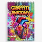 NETHOUSE Graffiti Anatomy Spiral Coloring Book for Adults Relaxation & Stress Relief, 30 Coloring Pages of Human Anatomy Designs, Urban Graffiti Art, Groovy Skeleton and Street Art Styles