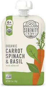 Serenity Kids 6+ Months Veggie Puree Baby Food Pouches - USDA Organic - No Sugary Fruits or Added Sugar - Allergen Free - 3.5 Ounce BPA-Free Pouch - 12 Count Carrot, Spinach & Basil Baby Puree