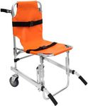 EMS Stair Chair Foldable Aluminum Emergency Stair 2-Wheel Lift Wheelchair, Orange - Load Capacity 350lbs Portable Transport Wheelchair with 3 Adjustable Straps