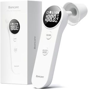 Boncare Ear and Forehead Thermometer, 2X Accuracy Infrared Digital Thermometer for Adults and Kids, 1 Second Reading, No Touch Baby with Fever Alarm, FSA and HSA Eligible
