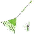 ORIENTOOLS Garden Rake, Garden Leaf Rake, Foldable Garden rake for Leaves Lightweight Steel Poly Shrub Rake for Cleaning Leaves, 22 Tines, 153 cm (Light Green)