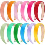 SIQUK 12 Pieces Satin Headbands 1 Inch Wide Non-slip Headband Colorful Headbands DIY Hair Headband for Women and Girls, Candy Color