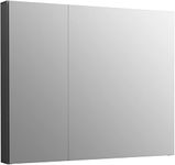 Kohler Maxstow Mirror Cabinet for Bathroom 30"x24"x3.56" (76.2cm x 60.96 cm x 9.04cm) Dark Anodized Aluminium with Silver Coated Glass - Bathroom Cabinet with Storage for Medicine, Makeup, Toiletries