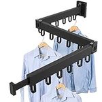 Ghopy Wall Mounted Clothes Hanger Retractable Foldable Laundry Coat Drying Rack Indoor Outdoor Space Saving Dryer for Home Balcony Mudroom Bedroom