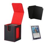 Venssu MTG Deck Box for Commander Display,Card Deck Box Fits 100 Double Sleeved Cards, TCG Card Storage Box with 2 Dividers and 1 Toploader (Black＆Red)