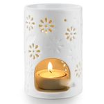 WD&CD Ceramic Tea Light Candle Holder Oil Burner, Essential Oil Incense Aroma Diffuser Furnace Home Decoration Romantic White