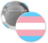 Transgender Pride Flag Metal Pin Back Button Badge | 1 Pack | 2.25 inch Diameter | LGBTQ+ | Trans | Bini's Buttons