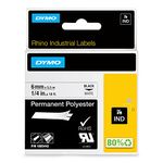 Dymo Rhino Tape Perm Poly Label Cassette, 1/4-Inch 6mm, White (1805442)