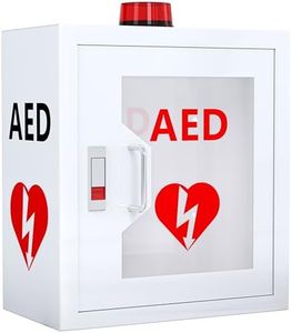 Steel AED Defibrillator Cabinet, Wall Mounted Storage Cabinet with Alarm, AED Cabinet fits All Brands Cardiac Science, Zoll, AED Defibrillator, Physio-Control, 14.2 x 7.8 x 15.7 Inch