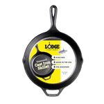 Lodge Pre-Seasoned Cast Iron Skillet for Indoor and Outdoor Use. Induction Frying Pan. Oven, Grill and Metal Utensil Safe Skillet Frying Pan with Pouring Lips. Made in The USA. 26 cm/10.25 inch