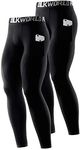 SILKWORLD Men's Compression Pants Pockets Cool Dry Athletic Leggings Baselayer Sports Running Tights (Pack of 2), New-2 Pack_Black#2, Small
