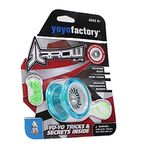 YoYoFactory Arrow (Aqua with White Cap) - Beginner Friendly PolyCarb Yo-Yo - Includes Extra Bearing for Unresponsive Play