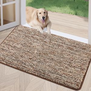 REFETONE Indoor Doormat, Front Door Mat 36"x59" Absorbent Rubber Backing Non Slip Door Mats, Washable Low-Profile Inside Floor Mat Door Rugs for Entryway, Resist Dirt Mud Mat for Dogs, Coffee/Brown