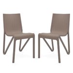 Supreme chairs Zyleg Designer Armless Plastic Chair for Dining, Cafeteria and Restaurent with Weight Bearing Capacity of 150 kg (Color : Dark Beige, Count : 2)