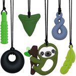 Sensory Chew Necklace for Kids Boys Girls, 4 Pack Silicone Chew Toys for Kids with ADHD Autism, Anxiety, Chewy Necklace Sensory Toys Reduce Adult Chewing Fidgeting (Green Sloth)