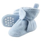 Luvable Friends Baby Cozy Fleece Booties with Non Skid Bottom, Light Blue, 0-6 Months