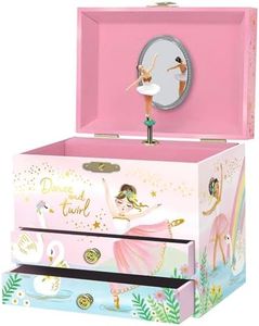 Musical Ballerina Jewellery Box for Girls - Kids Music Box with Spinning Ballerina, Ballet Birthday Gifts for Little Girls, Jewellery Boxes, 17.1 x 13.3 x 15.2 cm - Ages 3-10, Pink