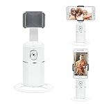 Wigearss Auto Face Tracking Tripod 360° Rotation, No App, Face Tracking Selfie Stick Phone Camear Mount Holder for Live Vlog Streaming Video YouTube TIK Tok - White