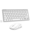 TECKNET Mini Wireless Keyboard and Mouse Set, 2.4G Cordless USB Keyboard and Silent Mouse Comb with Nano USB Receiver, 12 Multimedia Shortcuts for Computer, PC, Laptop, Desktop (Silver)