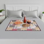 Kuber Industries Food Mat | Bedsheet Protector for Home | Reversible Bed Server Mat | Barik Flower Mattress Protector for Home | Food Mat for Kids | 92 cm | Black