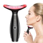 Neck Face Massager, Face Sculpting Tool, Facial Massager Device for Double Chin, 3 Massage Modes with Thermal and Vibration (Black)