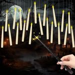 S-Union 20PCS Flameless Floating Candles with Magic Wand Remote, Flickering Warm Light LED Taper Candles, Hanging Battery Operated Candles for Halloween Christmas Wedding Birthday Party Decorations