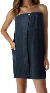 Jemidi Toalla para sauna, 100% algodón, para mujer, color azul oscuro, tallas M-XXL