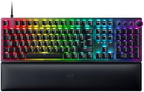 Razer Huntsman V2 (Purple Switch) - Optical Gaming Keyboard with Near-Zero Input Latency (Clicky Optical Switches, Doubleshot PBT Keycaps, Ergonomic Wrist Rest) UK Layout | Black