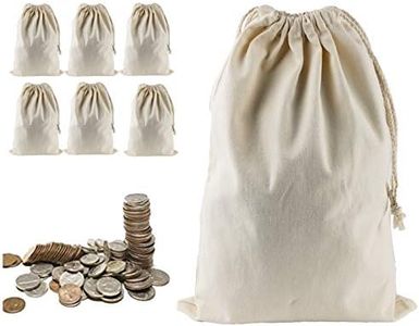 Lanyani 6 Packs Bank Coin Money Cash Bag Sacks, 12" x 17" Canvas Deposit Change Transit Bags with Drawstring, Heavy Duty