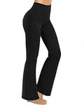 Promover Bootcut Yoga Pants Women Sports Trousers Stretch High Waist Workout Gym Bootleg Tummy Control Work Pants for Work & Casual Black