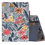 MoKo Case Fits All-New Amazon Kindle Fire HD 10 & 10 Plus Tablet (13th/11th Generation, 2023/2021 Release) 10.1" - Slim Folding Stand Cover with Auto Wake/Sleep, Blue Leaf Flower