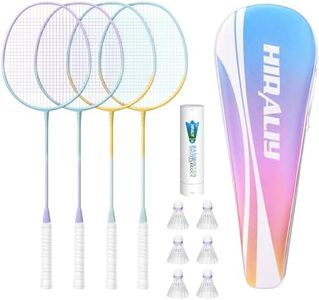 HIRALIY Badminton Rackets Set for Backyards, Badminton Set, Includ 2/4 Rackets, 6/12 Birdies, 1 Carrying Bag, Outdoor Game for Adult Family Kid Beginner (4 Player(4 Racket 6 Birdies 1 Bag), 4)