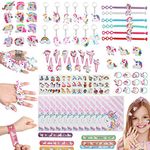 Anpro 90pcs Unicorn Party Favors for Kids,Unicorn Pinatas Filler,Contains 9 Different Unicorn Goods(Hairpin，Slap Bracelets，Keychain，Temporary Tattoos Sticker and so on),Suitable for 3+ Girls