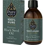 Pure World Black Seed Oil 250ML High Strength Thymoquinone 100% Pure Virgin Cold and Freshly Pressed Nigella Sativa. Glass Bottle Kalonji Non-GMO…