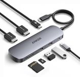 Anker Nano 8-in-1 USB C Docking Station, Dual Monitor Laptop Dock with 4K@60 Hz HDMI, 10 Gbps 1 USB-C, 2 USB-A 3.0, 85W PD, SD/TF, for Dell, Lenovo, HP, and Windows Laptops (Charger Not Included)