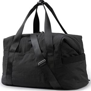 BAGSMART BAGSMART Gym Bag for Women, Carry on Weekender Overnight Bag, Travel Duffel Bags with Trolley Sleeve, Personal Item Travel Bag Tote Bag Workout Dance Bag, Black, Medium, Cpuffy
