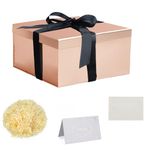 Gift Box Set, Rose Gold Gift Box with Lids Small Gift Box with Ribbon 20x20x10cm Gift Box Shredded Tissue Paper Greeting Cards for Christmas Birthday Wedding Anniversary