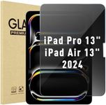 ProCase 1 Pack Privacy Screen Protector for iPad Pro/Air 13-Inch 2024; Anti-Spy Tempered Glass Film Guard for 2024 iPad Pro 7th/iPad Air 6th Gen 13"