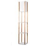 MiniSun, Wooden Floor Standard Lamp with Shelves Living Room Lounge Light - Oak