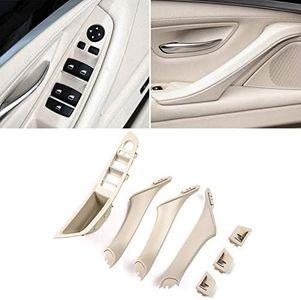 Jaronx 7PCS Door Handle Kit for BMW 5 Series F10/F11,Driver Side Window Switch Armrest+ Passenger Door Pull Handle+Window Switch Covers for BMW 520 523 525 528 530 535 (2010-2016) (Off-White/LCCX)