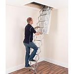 ALUFIX 10-Tread Concertina Loft Ladders - Ideal for Tiny attic Spaces | Easy DIY Fit | Aluminium | Floor to Ceiling 2.46m-2.73m (8.1ft-9.0ft)